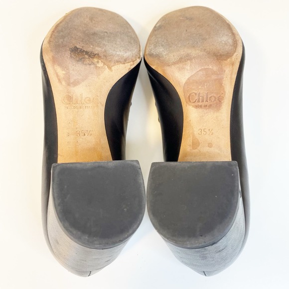 Chloe Black Scalloped Heels with Block Heel - Picture 7 of 8